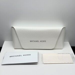 New Michael Kors White Medium Authentic Eyeglasses Sunglasses Case with Cloth